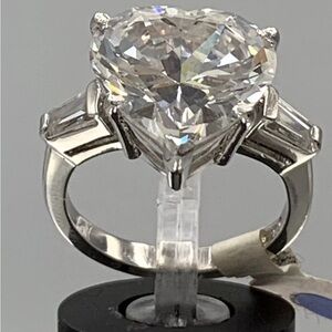 12 Ct Heart 3 Stone Engagement Ring 925 Sterling Silver MSRP $240